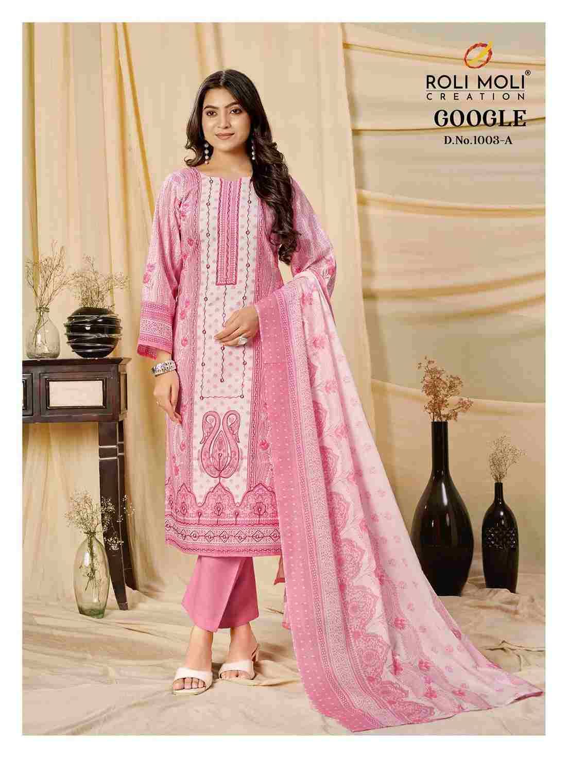 Google Vol-3 By Roli Moli 1003-A To 1003-D Series Beautiful Stylish Festive Suits Fancy Colorful Casual Wear & Ethnic Wear & Ready To Wear Semi Cambric Dresses At Wholesale Price