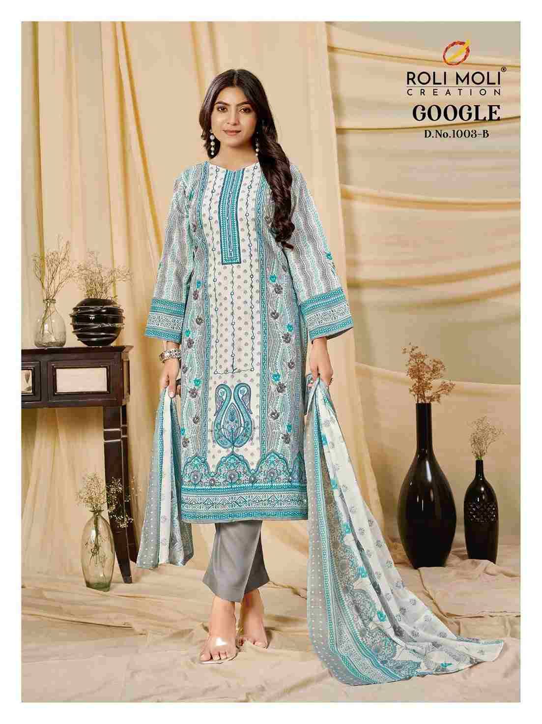 Google Vol-3 By Roli Moli 1003-A To 1003-D Series Beautiful Stylish Festive Suits Fancy Colorful Casual Wear & Ethnic Wear & Ready To Wear Semi Cambric Dresses At Wholesale Price