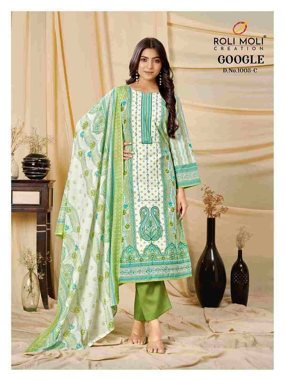 Google Vol-3 By Roli Moli 1003-A To 1003-D Series Beautiful Stylish Festive Suits Fancy Colorful Casual Wear & Ethnic Wear & Ready To Wear Semi Cambric Dresses At Wholesale Price
