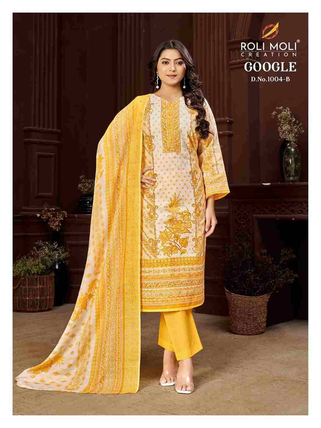 Google Vol-4 By Roli Moli 1004-A To 1004-D Series Beautiful Stylish Festive Suits Fancy Colorful Casual Wear & Ethnic Wear & Ready To Wear Semi Cambric Dresses At Wholesale Price