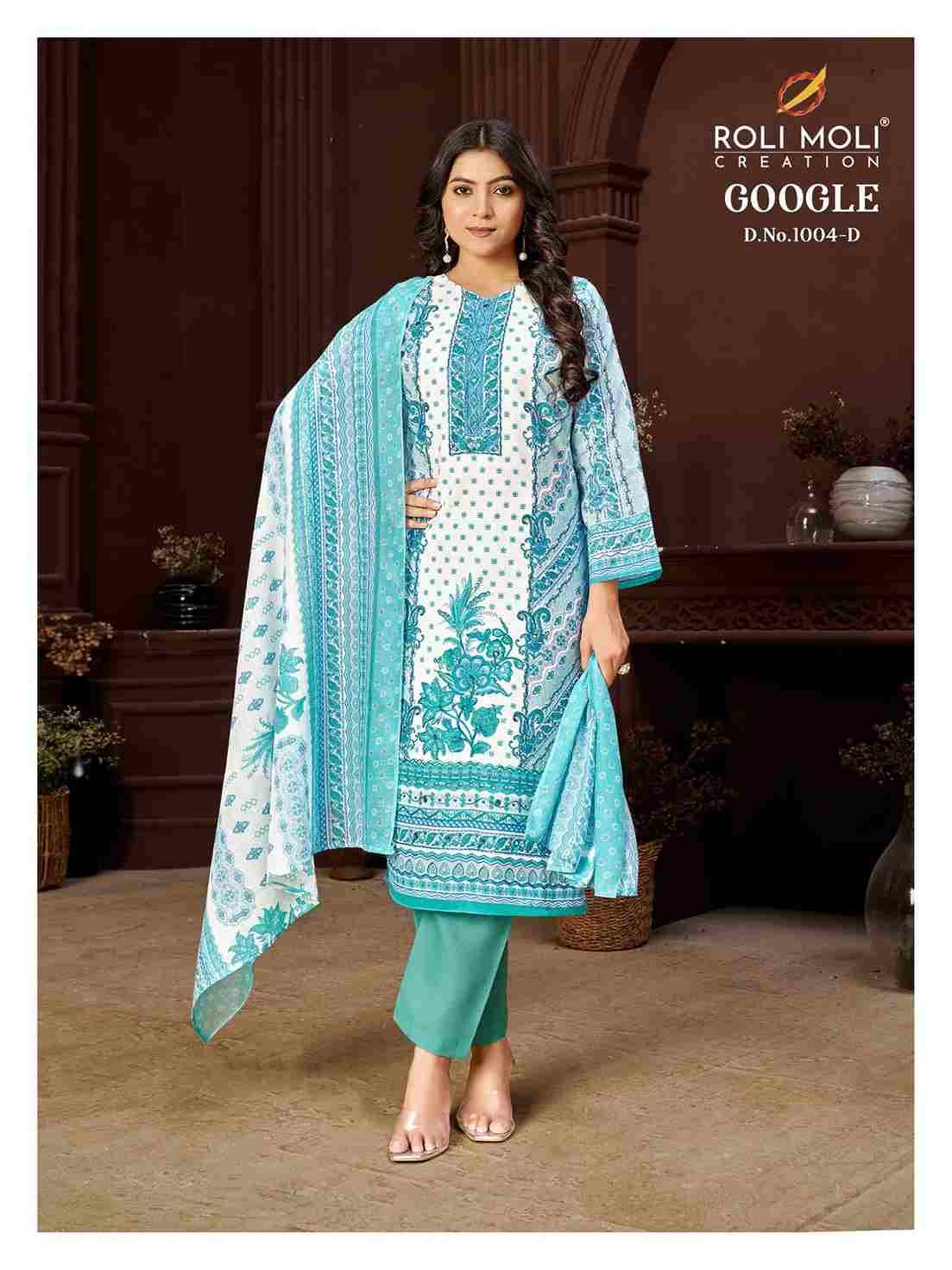 Google Vol-4 By Roli Moli 1004-A To 1004-D Series Beautiful Stylish Festive Suits Fancy Colorful Casual Wear & Ethnic Wear & Ready To Wear Semi Cambric Dresses At Wholesale Price