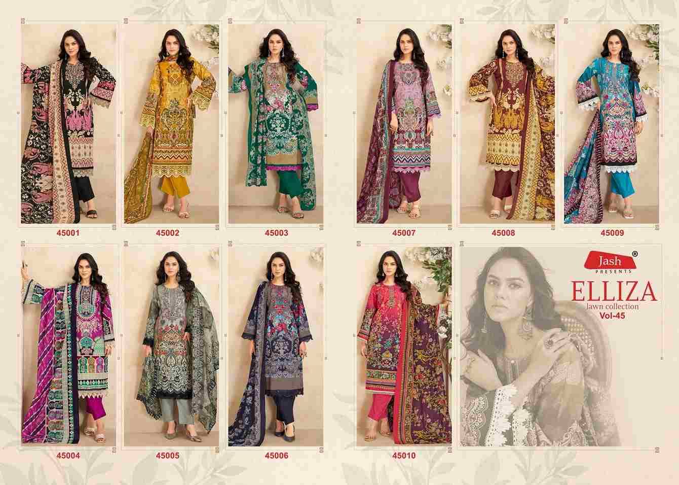 Elliza Vol-45 By Jash 45001 To 45010 Series Beautiful Festive Suits Stylish Fancy Colorful Casual Wear & Ethnic Wear Pure Cotton Print Dresses At Wholesale Price