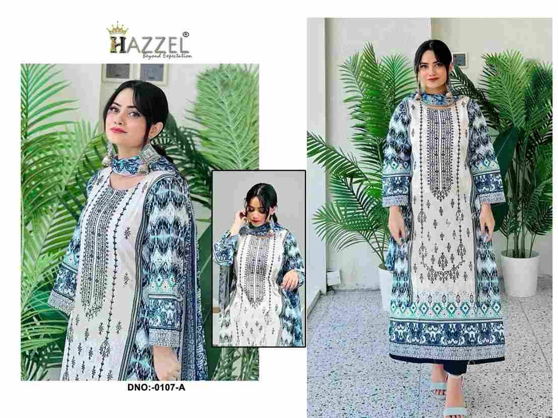 Bin Saeed Luxury Lawn Collection Vol-4 By Hazzel 0107-A To 0107-B Series Pakistani Suits Collection Beautiful Stylish Fancy Colorful Party Wear & Occasional Wear Pure Lawn Cotton Dresses At Wholesale Price