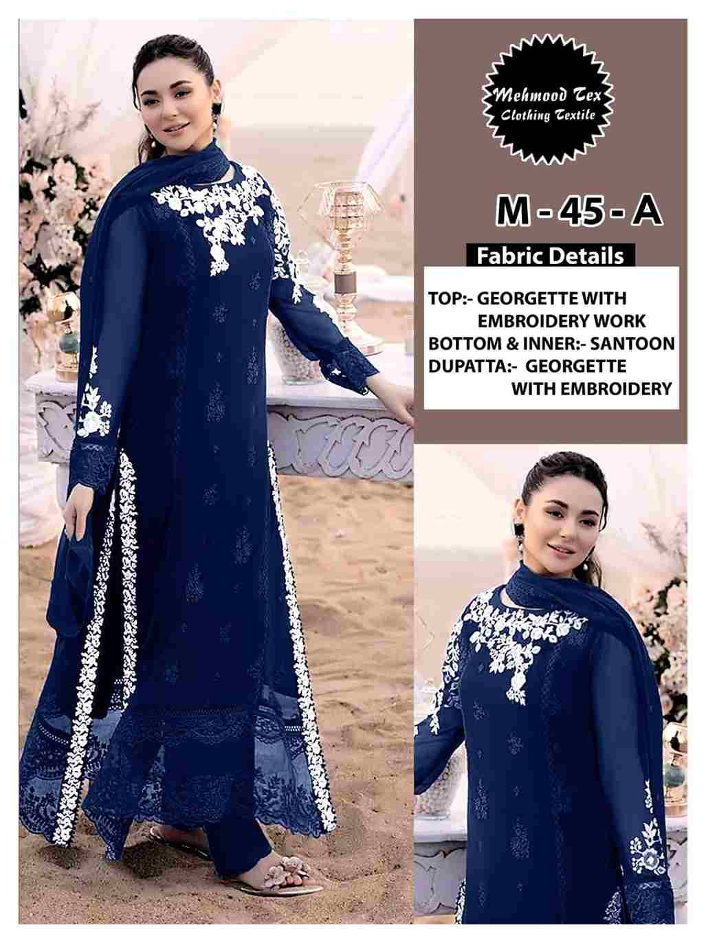 Mehmood Hit Design M-48 Colours By Mehmood Tex M-48-A To M-48-C Series Beautiful Pakistani Suits Colorful Stylish Fancy Casual Wear & Ethnic Wear Georgette Dresses At Wholesale Price