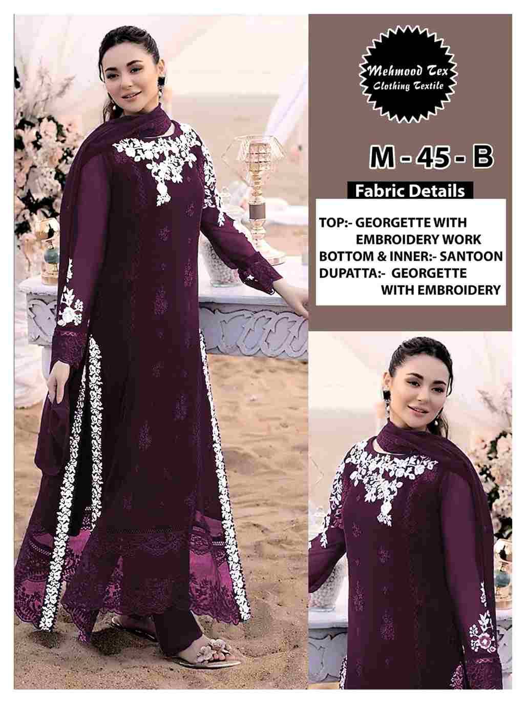 Mehmood Hit Design M-48 Colours By Mehmood Tex M-48-A To M-48-C Series Beautiful Pakistani Suits Colorful Stylish Fancy Casual Wear & Ethnic Wear Georgette Dresses At Wholesale Price