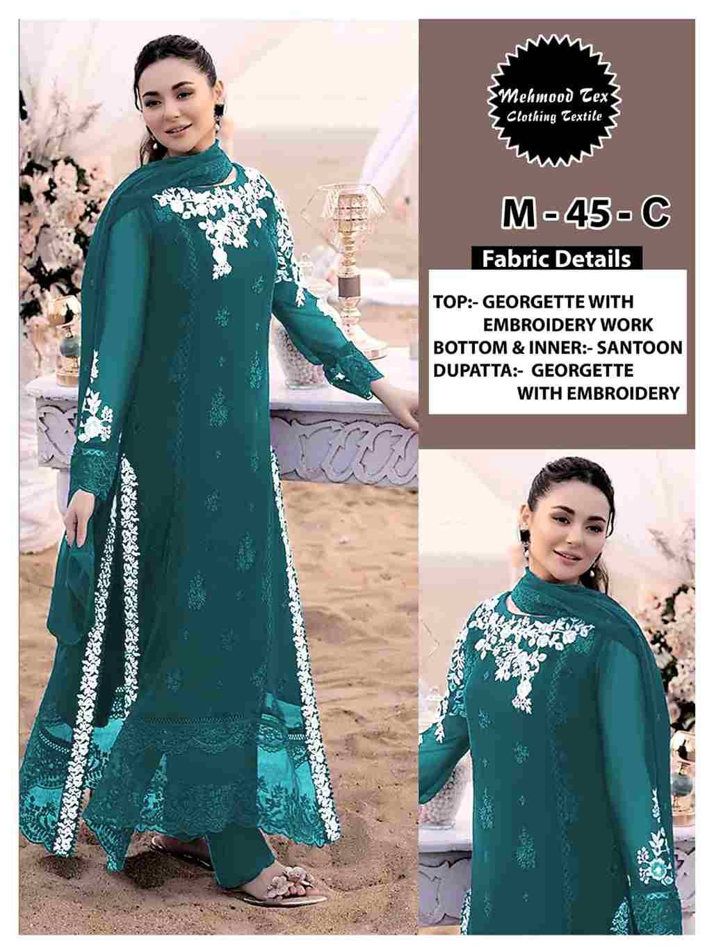Mehmood Hit Design M-48 Colours By Mehmood Tex M-48-A To M-48-C Series Beautiful Pakistani Suits Colorful Stylish Fancy Casual Wear & Ethnic Wear Georgette Dresses At Wholesale Price