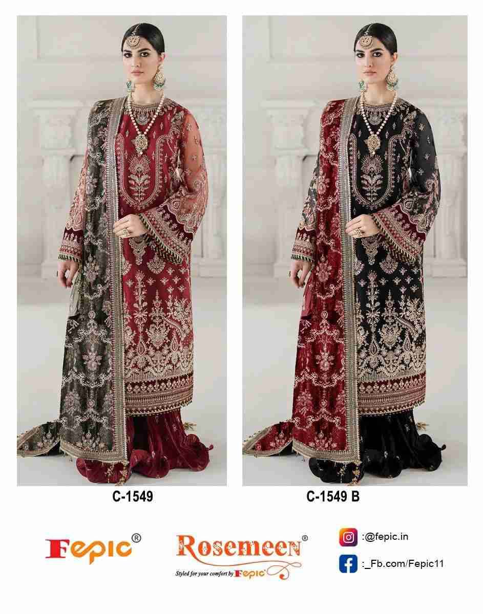Fepic 1549 Colours By Fepic 1549-A To 1549-B Series Beautiful Pakistani Suits Stylish Fancy Colorful Party Wear & Occasional Wear Organza Embroidered Dresses At Wholesale Price