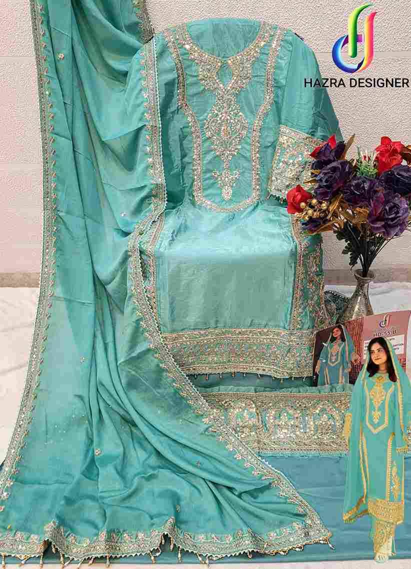 Hazra Hit Design 55 Colours By Hazra Designer 55-A To 55-C Series Beautiful Pakistani Suits Stylish Fancy Colorful Party Wear & Occasional Wear Heavy Chinnon Embroidered Dresses At Wholesale Price