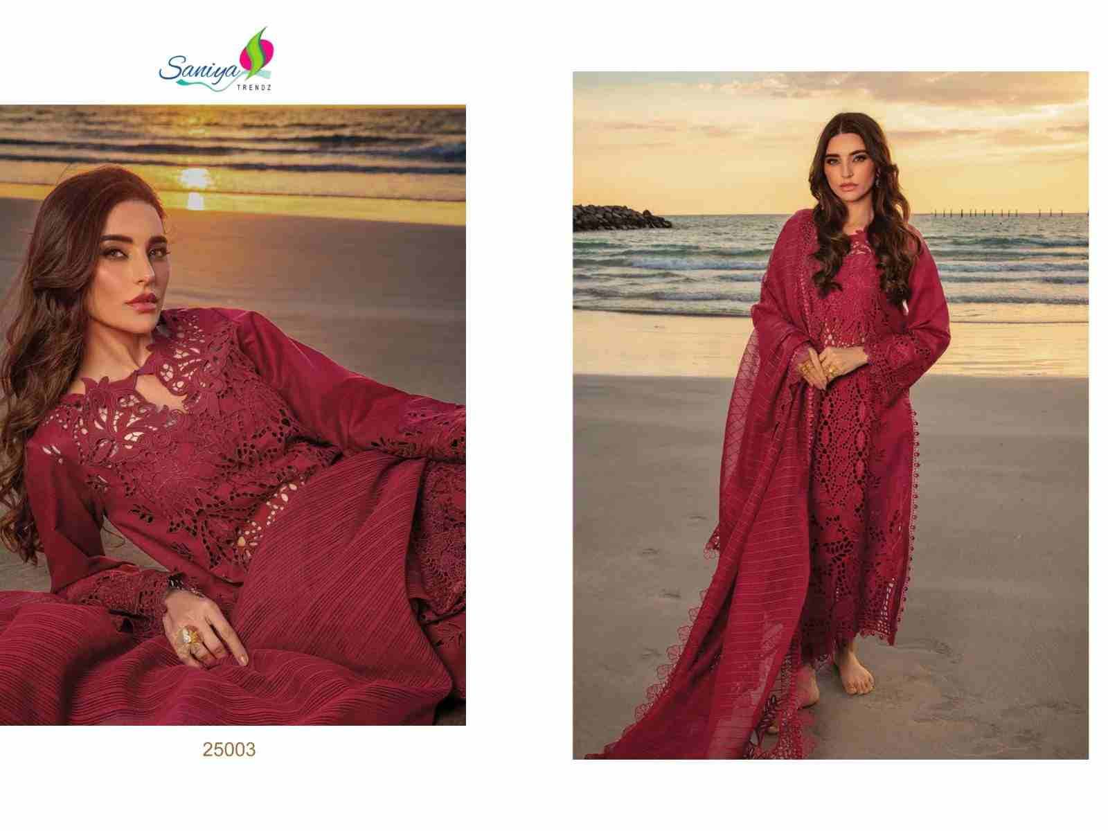 Rang Rasiya Vol-25 By Saniya Trendz 25001 To 25004 Beautiful Pakistani Suits Colorful Stylish Fancy Casual Wear & Ethnic Wear Cotton Embroidered Dresses At Wholesale Price