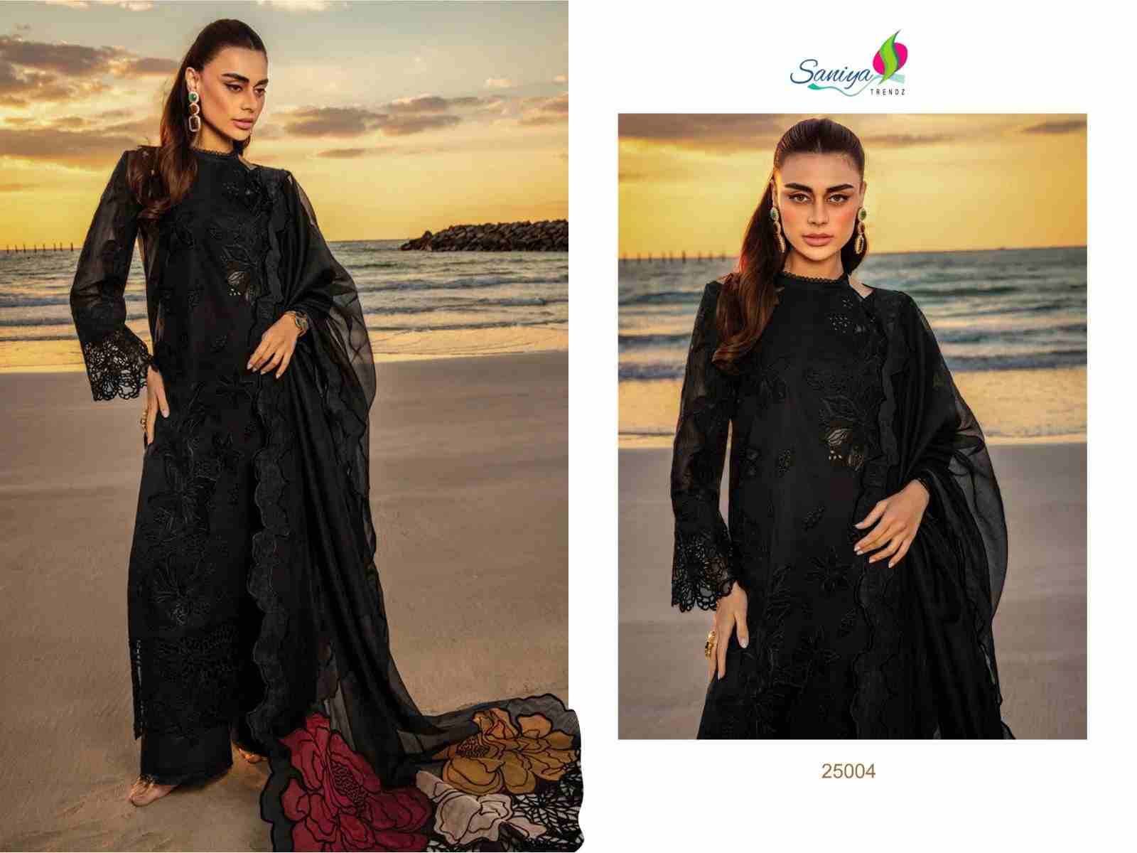 Rang Rasiya Vol-25 By Saniya Trendz 25001 To 25004 Beautiful Pakistani Suits Colorful Stylish Fancy Casual Wear & Ethnic Wear Cotton Embroidered Dresses At Wholesale Price