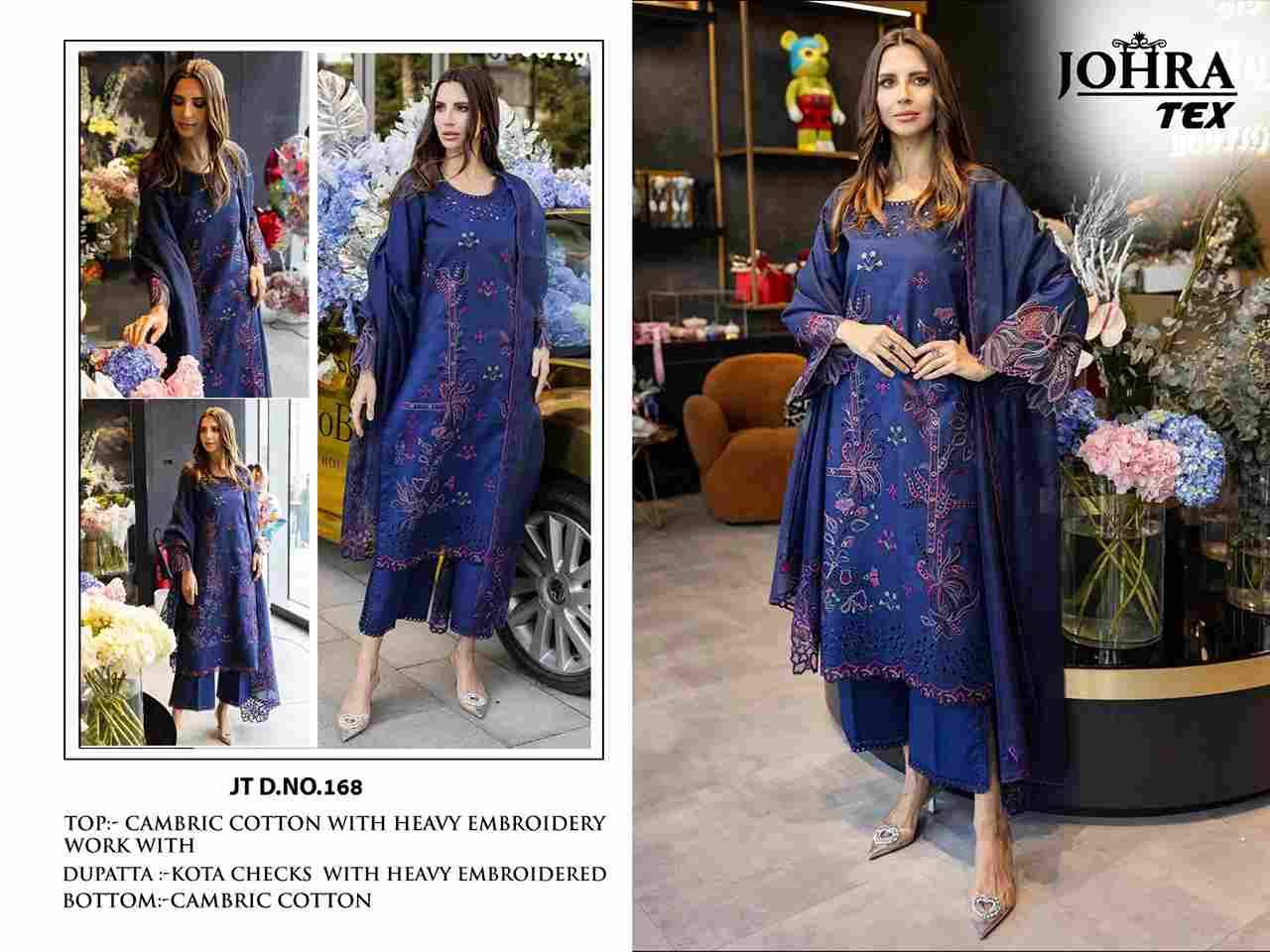 Johra Hit Design 168 By Johra Tex Beautiful Pakistani Suits Colorful Stylish Fancy Casual Wear & Ethnic Wear Cambric Cotton Embroidered Dresses At Wholesale Price