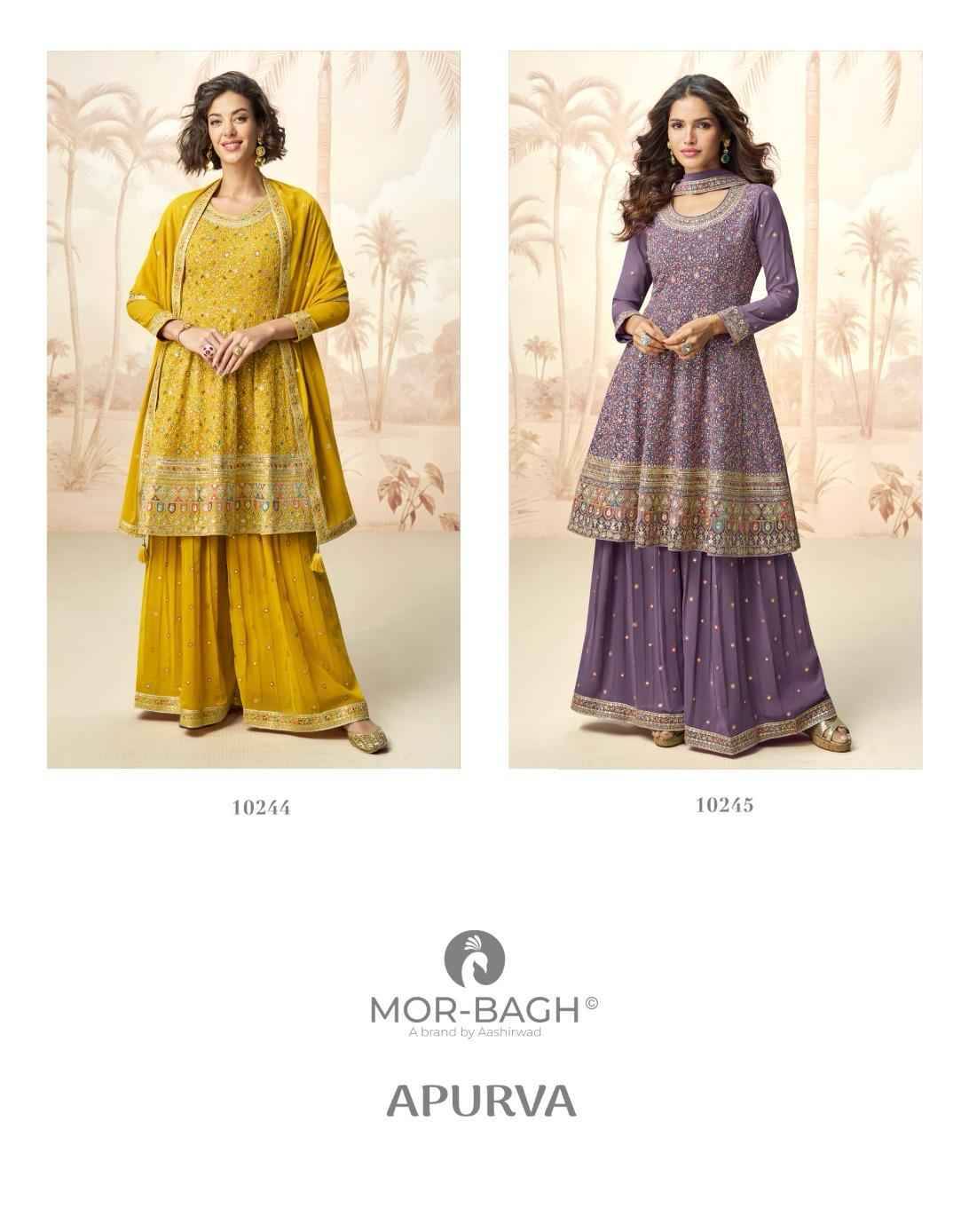 Apurva By Mor-Bagh 10244 To 10245 Series Beautiful Festive Suits Colorful Stylish Fancy Casual Wear & Ethnic Wear Georgette With Work Dresses At Wholesale Price