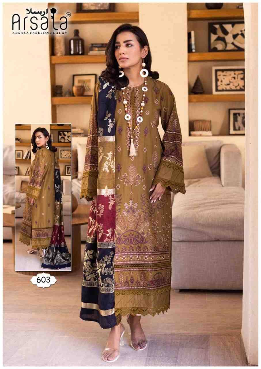 Amira Vol-6 By Arsala 601 To 606 Series Beautiful Festive Suits Stylish Fancy Colorful Casual Wear & Ethnic Wear Pure Lawn Cotton Print Dresses At Wholesale Price