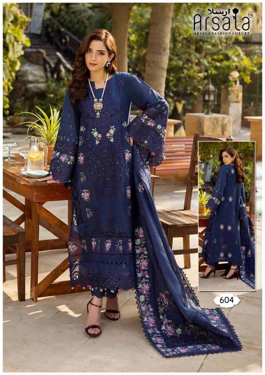Amira Vol-6 By Arsala 601 To 606 Series Beautiful Festive Suits Stylish Fancy Colorful Casual Wear & Ethnic Wear Pure Lawn Cotton Print Dresses At Wholesale Price