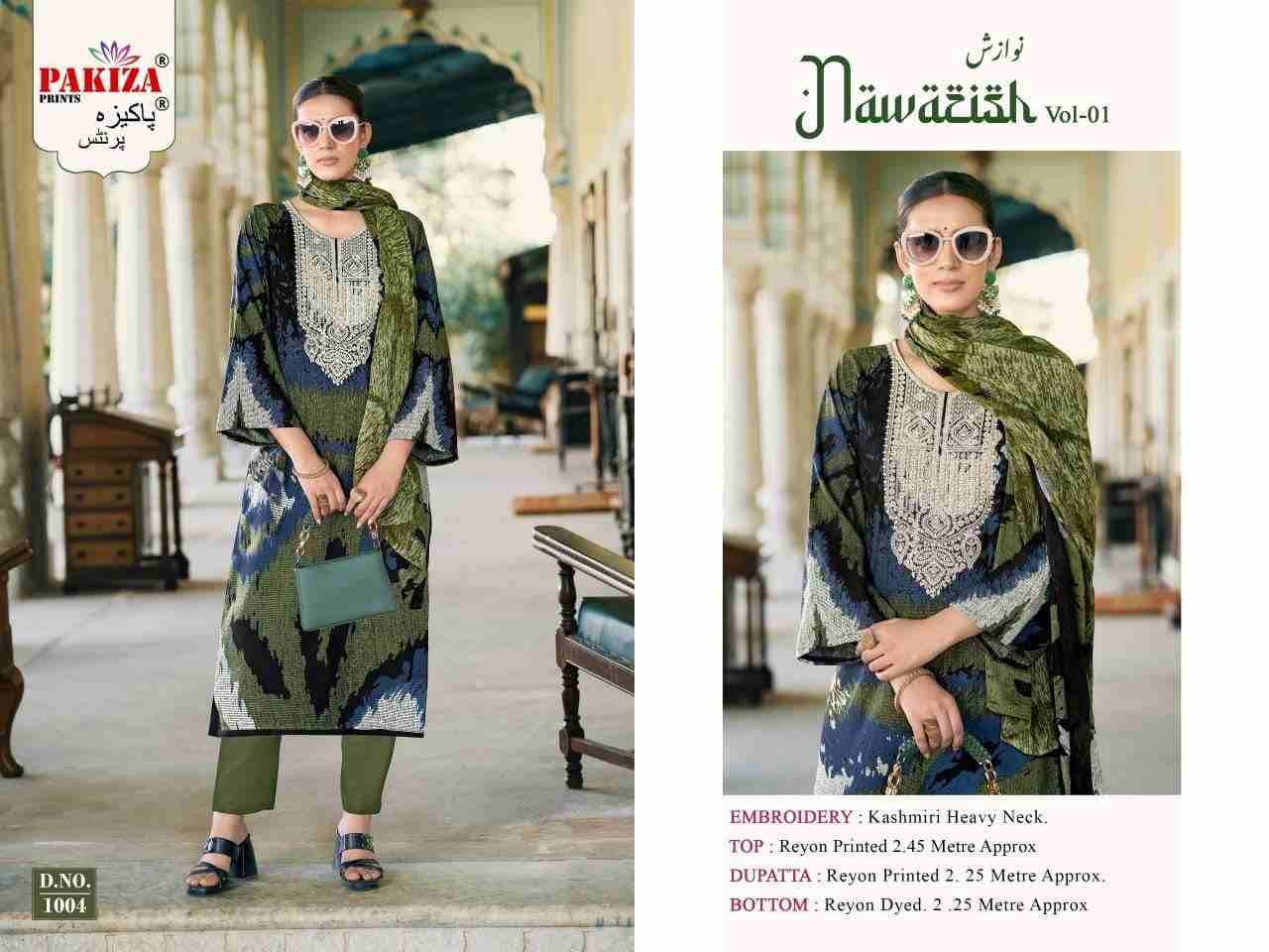 Nawazish Vol-01 By Pakiza Prints 1001 To 1004 Series Beautiful Festive Suits Stylish Fancy Colorful Party Wear & Occasional Wear Rayon Print Dresses At Wholesale Price