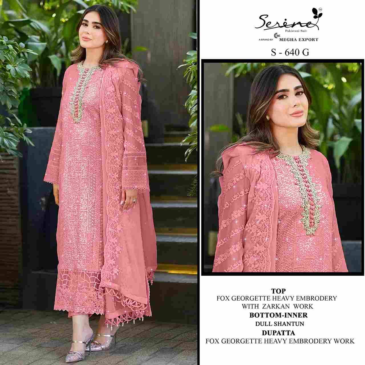 Serene Hit Design S-640 Colours Vol-2 By Serene S-640-E To S-640-H Series Designer Pakistani Suits Beautiful Fancy Colorful Stylish Party Wear & Occasional Wear Faux Georgette Embroidered Dresses At Wholesale Price