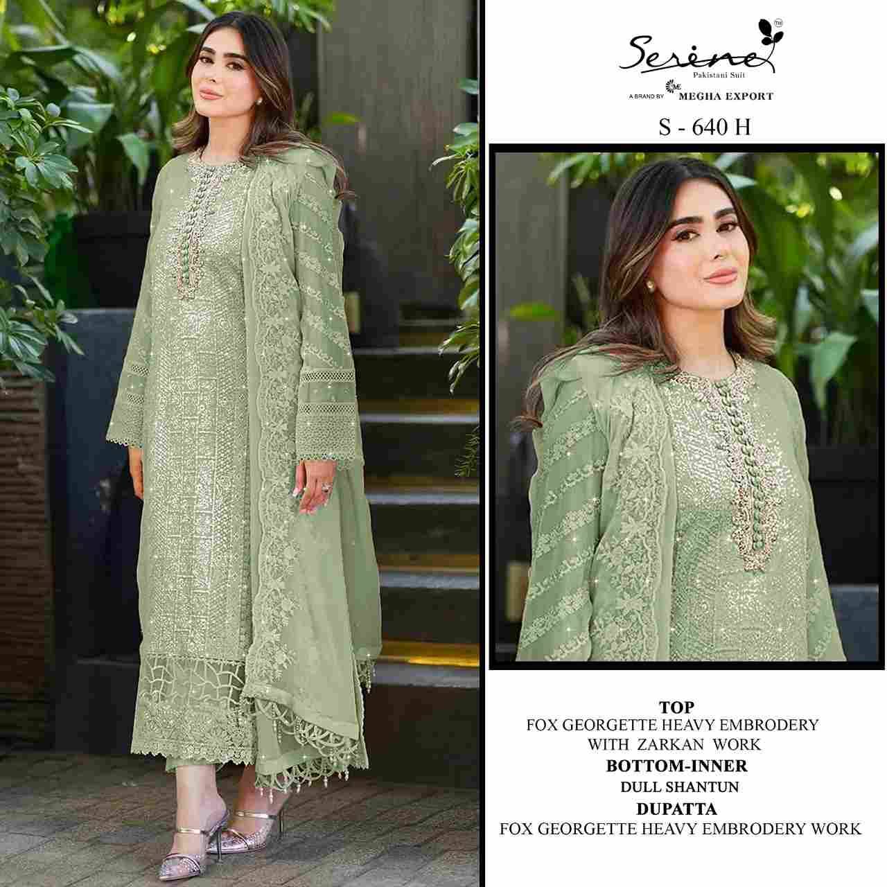 Serene Hit Design S-640 Colours Vol-2 By Serene S-640-E To S-640-H Series Designer Pakistani Suits Beautiful Fancy Colorful Stylish Party Wear & Occasional Wear Faux Georgette Embroidered Dresses At Wholesale Price