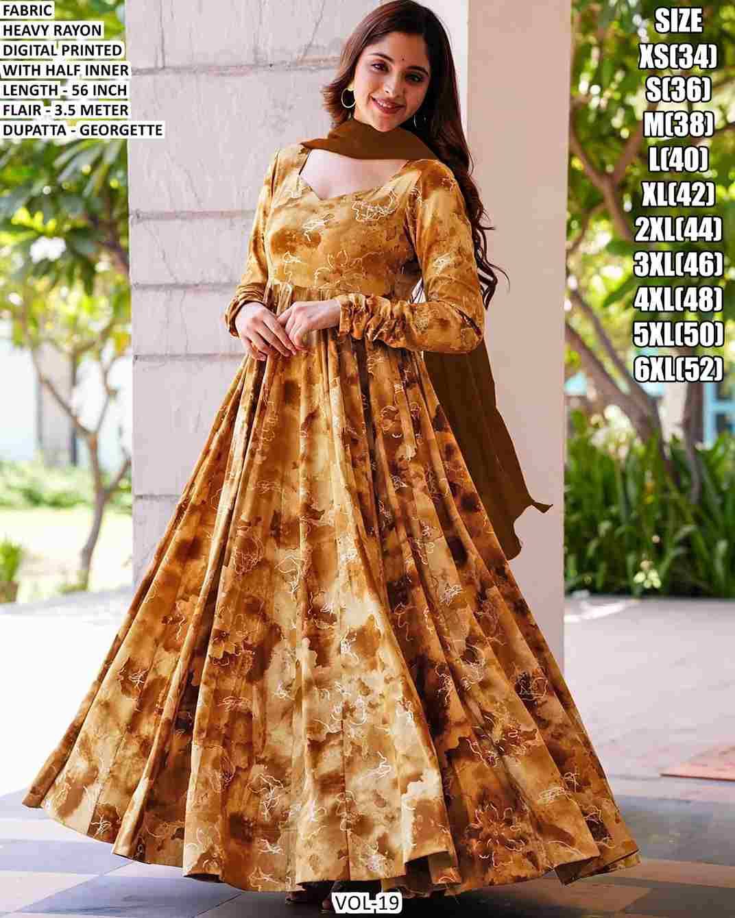Vol-19 By Fashid Wholesale 1901 To 1907 Series Designer Stylish Fancy Colorful Beautiful Party Wear & Ethnic Wear Collection Heavy Rayon Gown With Dupatta At Wholesale Price