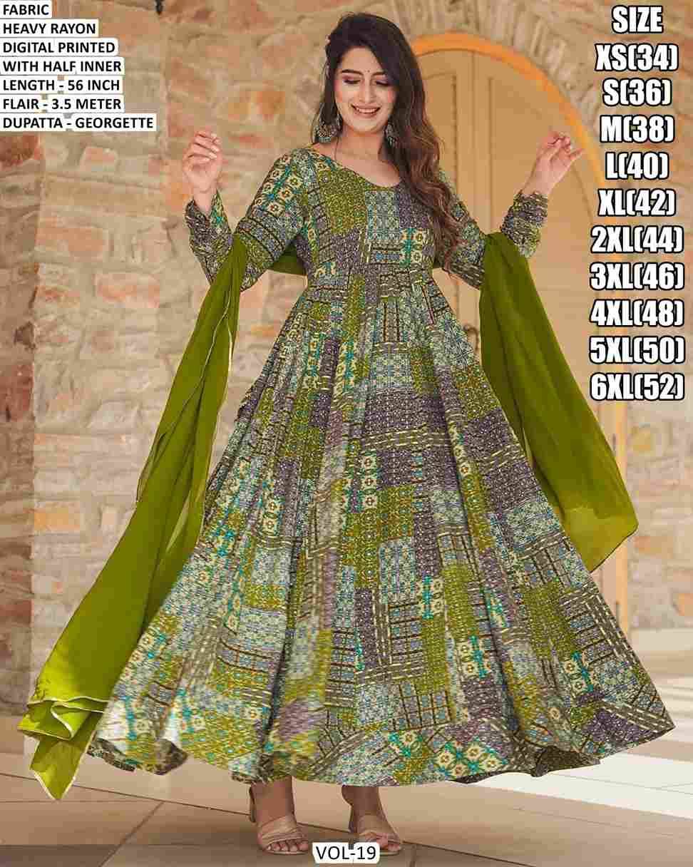 Vol-19 By Fashid Wholesale 1901 To 1907 Series Designer Stylish Fancy Colorful Beautiful Party Wear & Ethnic Wear Collection Heavy Rayon Gown With Dupatta At Wholesale Price