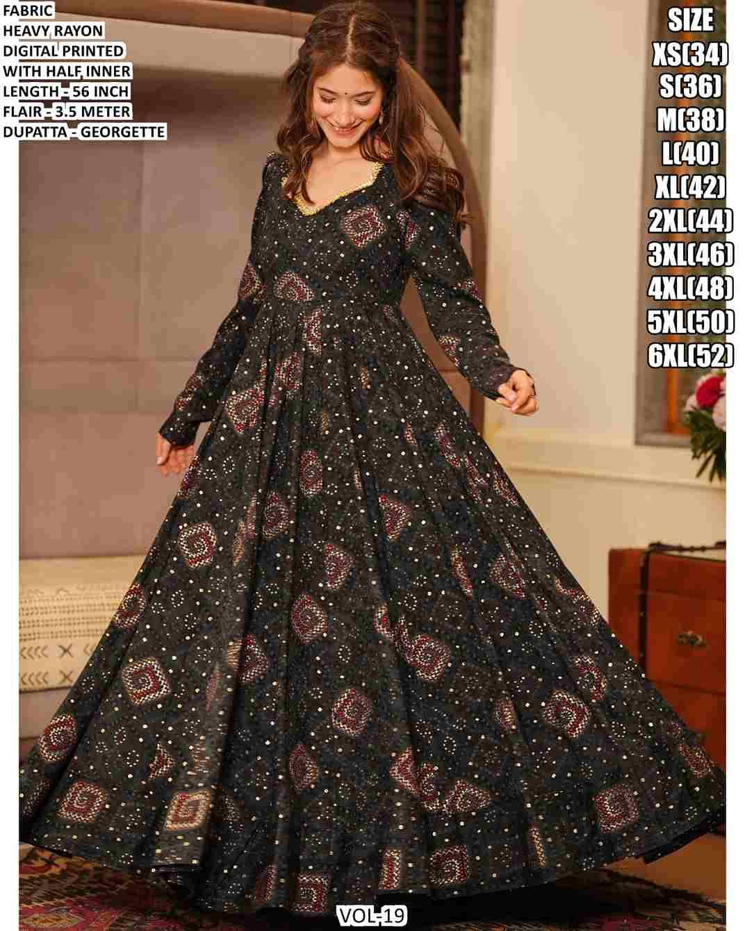 Vol-19 By Fashid Wholesale 1901 To 1907 Series Designer Stylish Fancy Colorful Beautiful Party Wear & Ethnic Wear Collection Heavy Rayon Gown With Dupatta At Wholesale Price