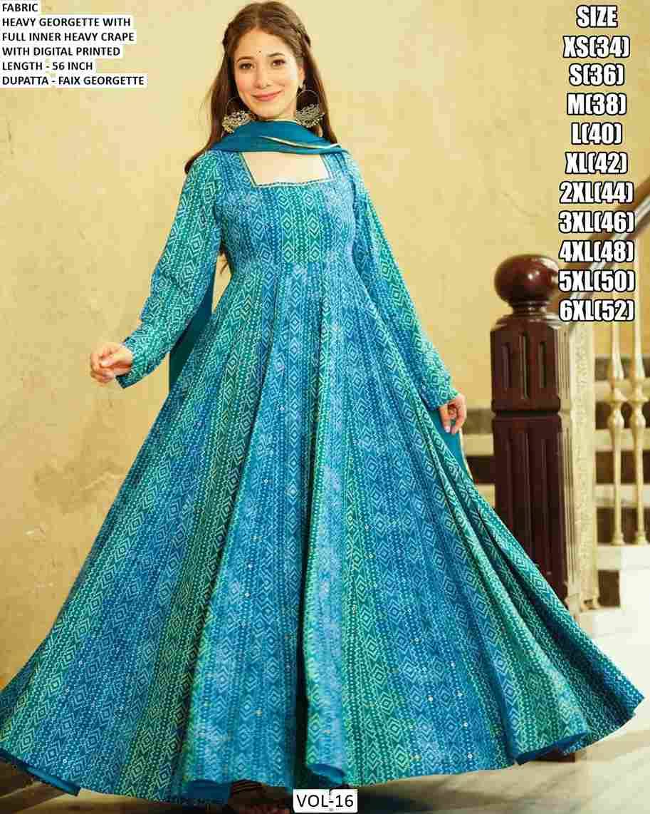 Vol-16 By Fashid Wholesale 16001 To 16006 Series Designer Stylish Fancy Colorful Beautiful Party Wear & Ethnic Wear Collection Heavy Georgette Gowns With Dupatta At Wholesale Price