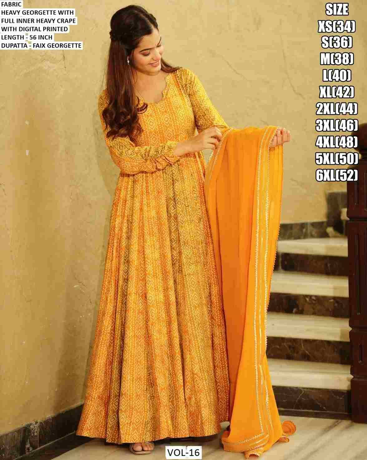 Vol-16 By Fashid Wholesale 16001 To 16006 Series Designer Stylish Fancy Colorful Beautiful Party Wear & Ethnic Wear Collection Heavy Georgette Gowns With Dupatta At Wholesale Price