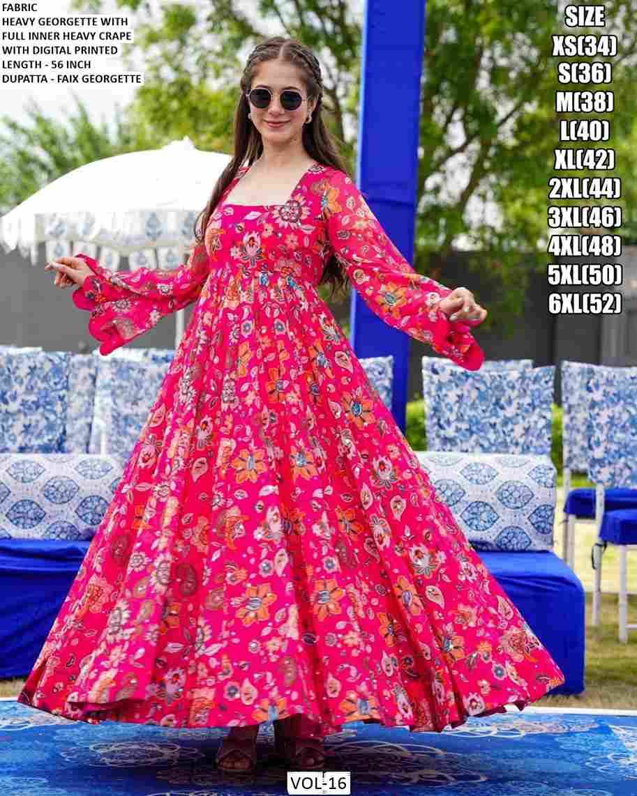 Vol-16 By Fashid Wholesale 16001 To 16006 Series Designer Stylish Fancy Colorful Beautiful Party Wear & Ethnic Wear Collection Heavy Georgette Gowns With Dupatta At Wholesale Price
