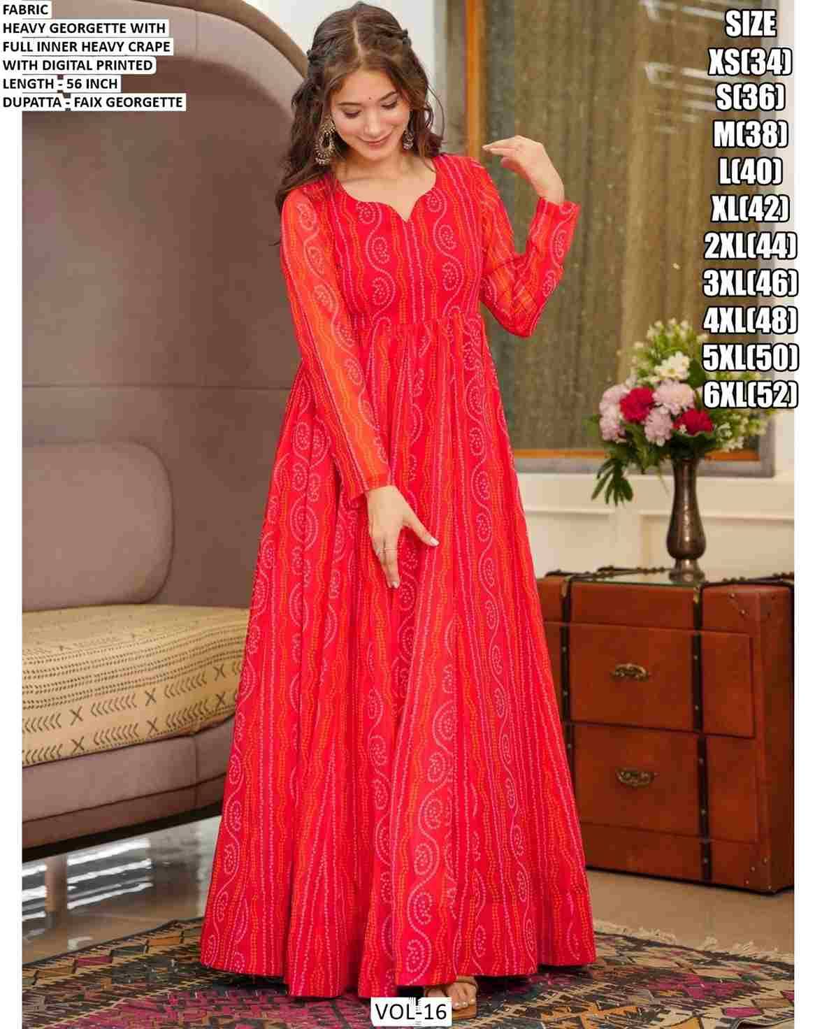 Vol-16 By Fashid Wholesale 16001 To 16006 Series Designer Stylish Fancy Colorful Beautiful Party Wear & Ethnic Wear Collection Heavy Georgette Gowns With Dupatta At Wholesale Price