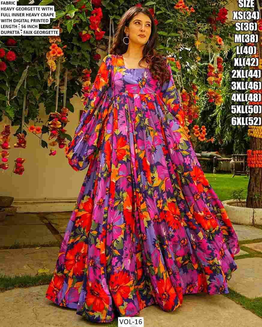Vol-16 By Fashid Wholesale 16001 To 16006 Series Designer Stylish Fancy Colorful Beautiful Party Wear & Ethnic Wear Collection Heavy Georgette Gowns With Dupatta At Wholesale Price