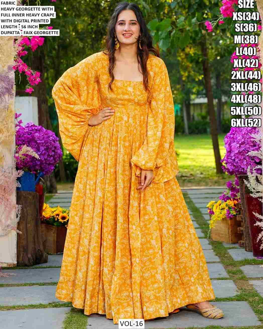 Vol-16 By Fashid Wholesale 16001 To 16006 Series Designer Stylish Fancy Colorful Beautiful Party Wear & Ethnic Wear Collection Heavy Georgette Gowns With Dupatta At Wholesale Price
