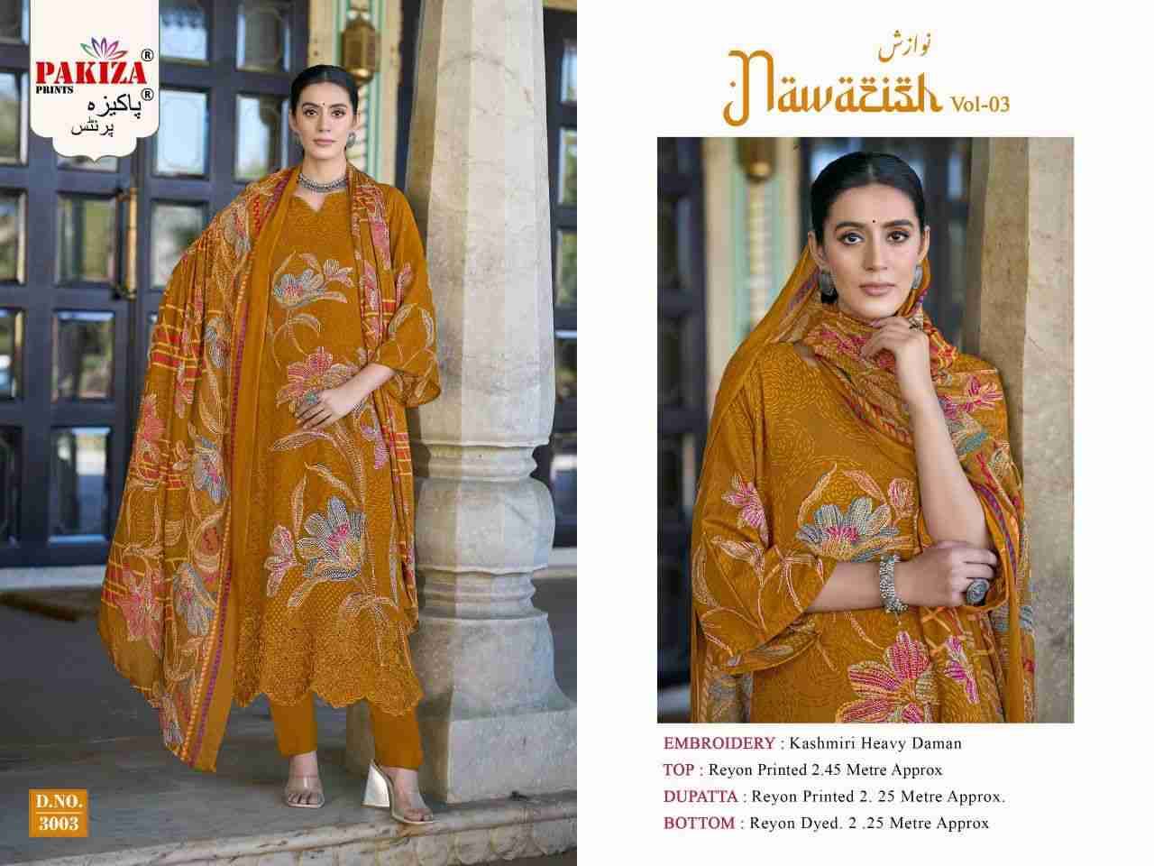 Nawazish Vol-03 By Pakiza Prints 3001 To 3004 Series Beautiful Festive Suits Stylish Fancy Colorful Party Wear & Occasional Wear Rayon Print Dresses At Wholesale Price
