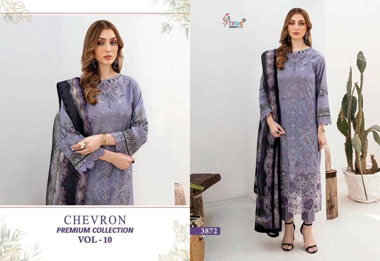Chevron Premium Collection Vol-10 By Shree Fabs 3871 To 3878 Series Beautiful Pakistani Suits Colorful Stylish Fancy Casual Wear & Ethnic Wear Pure Cotton Embroidered Dresses At Wholesale Price