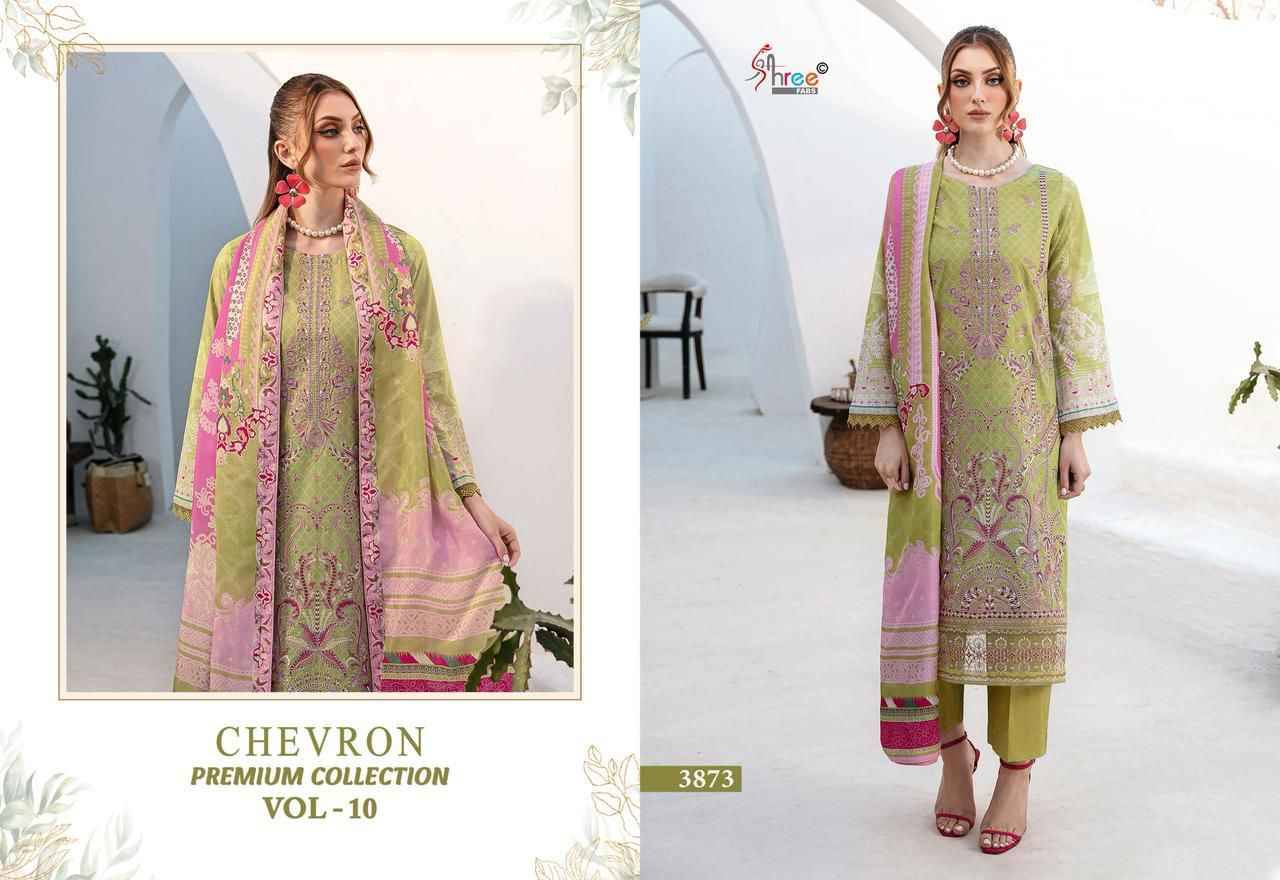 Chevron Premium Collection Vol-10 By Shree Fabs 3871 To 3878 Series Beautiful Pakistani Suits Colorful Stylish Fancy Casual Wear & Ethnic Wear Pure Cotton Embroidered Dresses At Wholesale Price