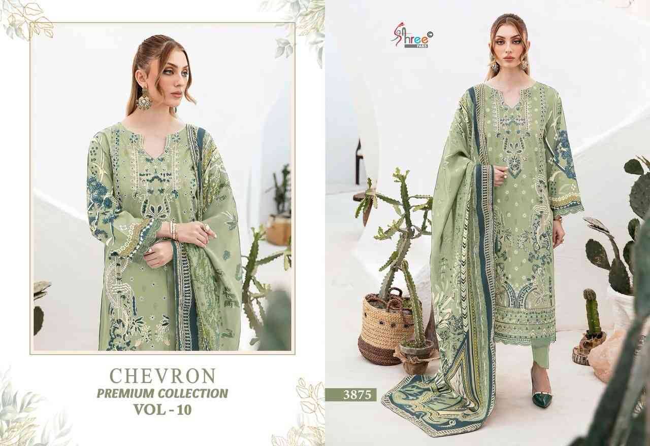 Chevron Premium Collection Vol-10 By Shree Fabs 3871 To 3878 Series Beautiful Pakistani Suits Colorful Stylish Fancy Casual Wear & Ethnic Wear Pure Cotton Embroidered Dresses At Wholesale Price