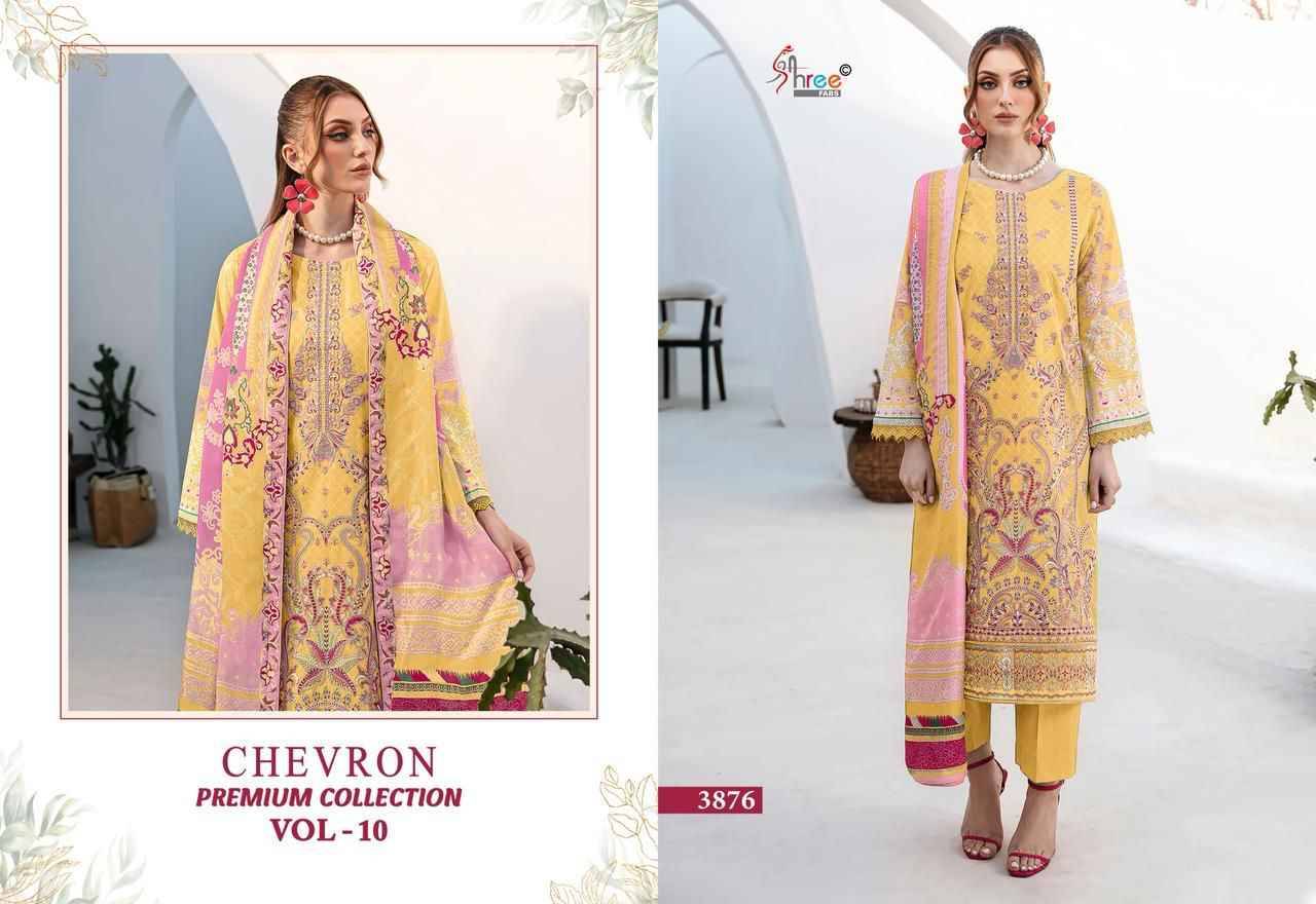 Chevron Premium Collection Vol-10 By Shree Fabs 3871 To 3878 Series Beautiful Pakistani Suits Colorful Stylish Fancy Casual Wear & Ethnic Wear Pure Cotton Embroidered Dresses At Wholesale Price