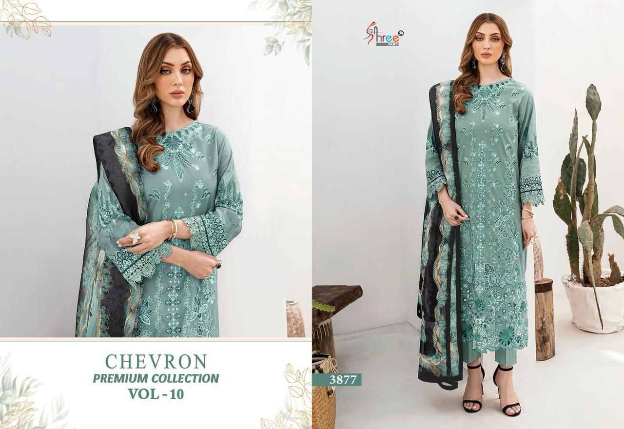 Chevron Premium Collection Vol-10 By Shree Fabs 3871 To 3878 Series Beautiful Pakistani Suits Colorful Stylish Fancy Casual Wear & Ethnic Wear Pure Cotton Embroidered Dresses At Wholesale Price