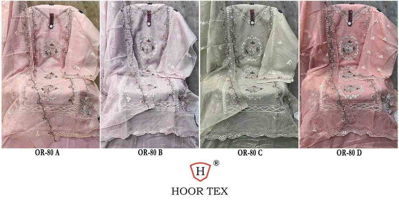 Hoor Tex Hit Design OR-80 Colours By Hoor Tex OR-80-A To OR-80-D Series Beautiful Pakistani Suits Stylish Colorful Fancy Casual Wear & Ethnic Wear Heavy Organza Embroidered Dresses At Wholesale Price