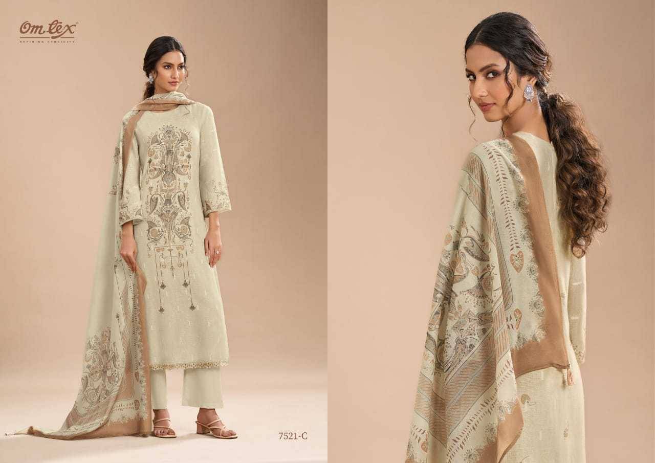 Shireen By Om Tex 7521-A To 7521-C Series Beautiful Suits Stylish Fancy Colorful Party Wear & Ethnic Wear Linen Dresses At Wholesale Price