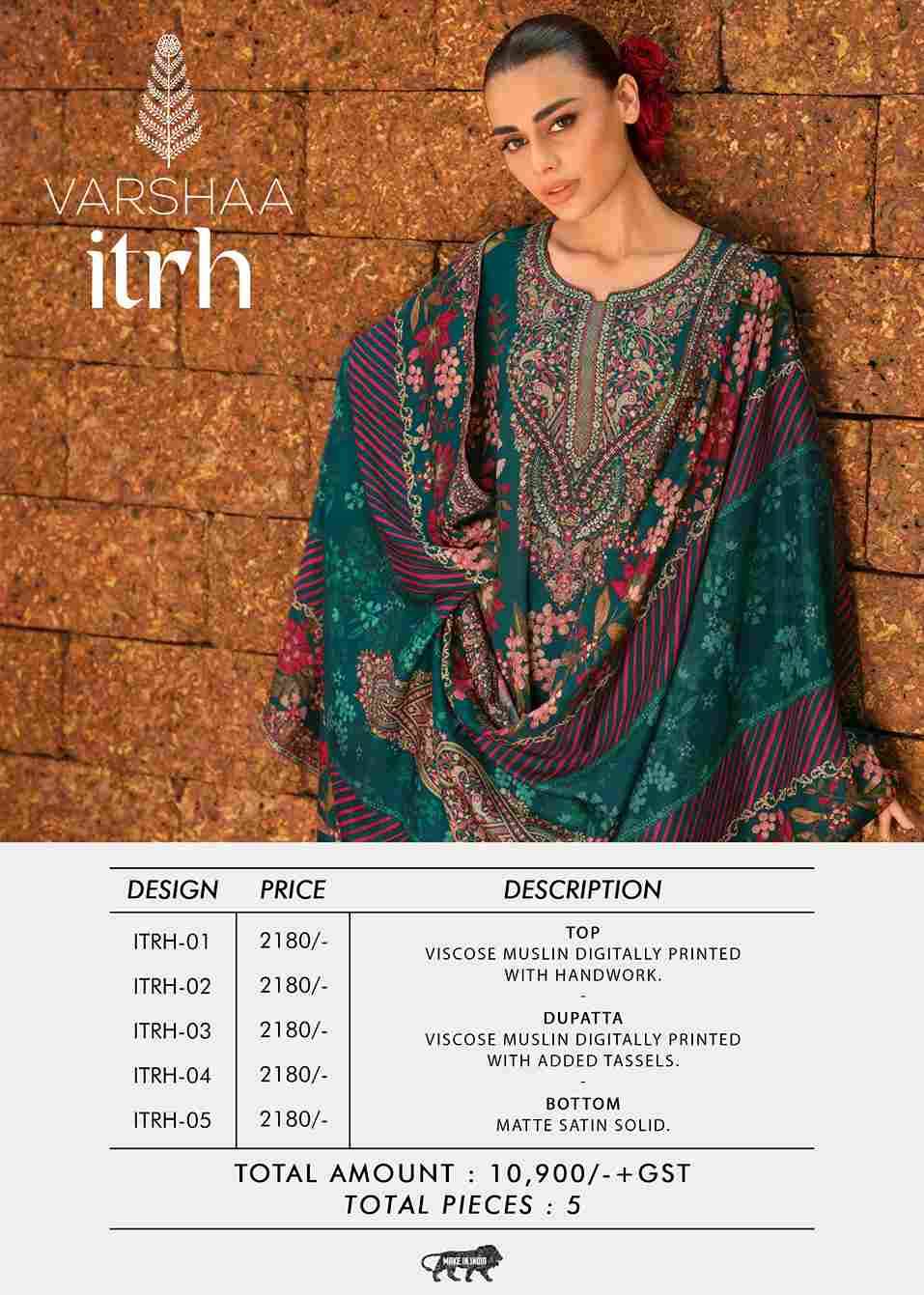 Itrh By Varshaa 01 To 05 Series Beautiful Festive Suits Colorful Stylish Fancy Casual Wear & Ethnic Wear Viscose Muslin Dresses At Wholesale Price