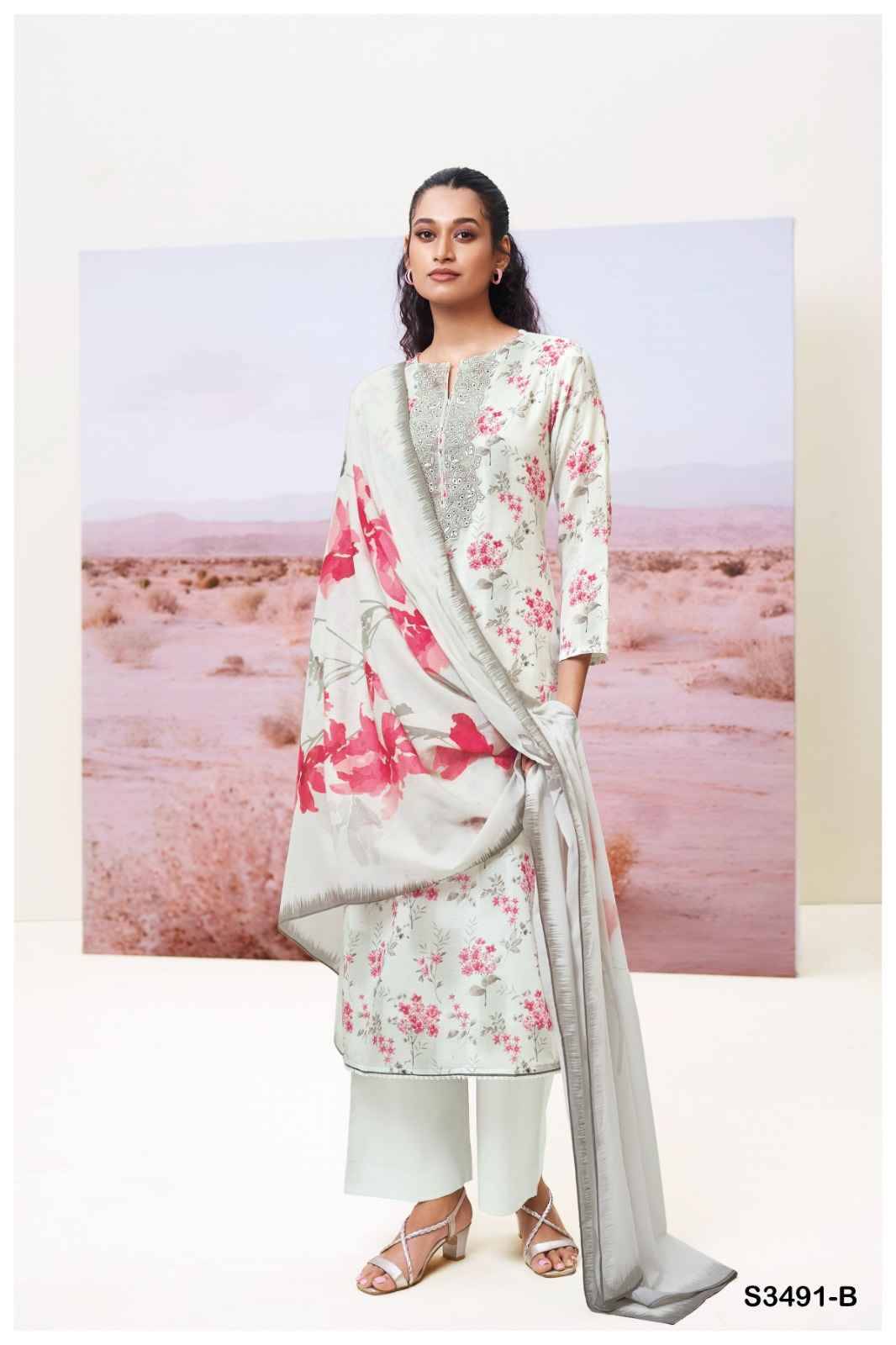 Fazeela-3491 By Ganga Fashion 3491-A To 3491-D Series Beautiful Festive Suits Colorful Stylish Fancy Casual Wear & Ethnic Wear Cotton Dresses At Wholesale Price