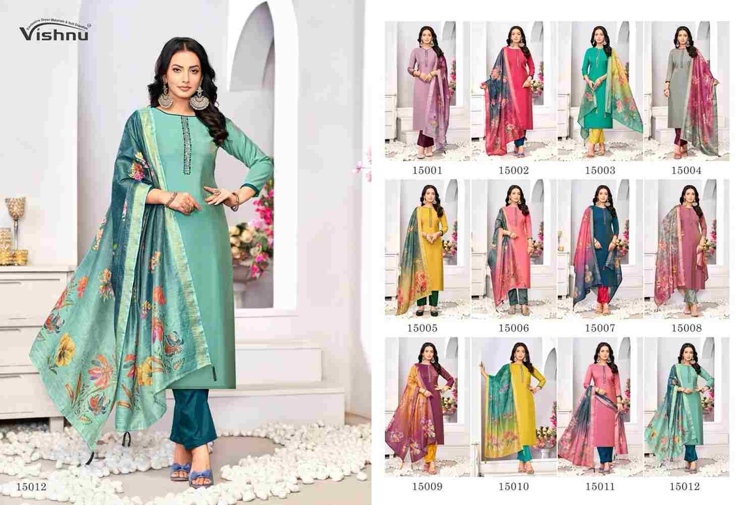 Alizza By Vishnu 15001 To 15012 Series Beautiful Stylish Festive Suits Fancy Colorful Casual Wear & Ethnic Wear & Ready To Wear Roman Shimmer Dresses At Wholesale Price