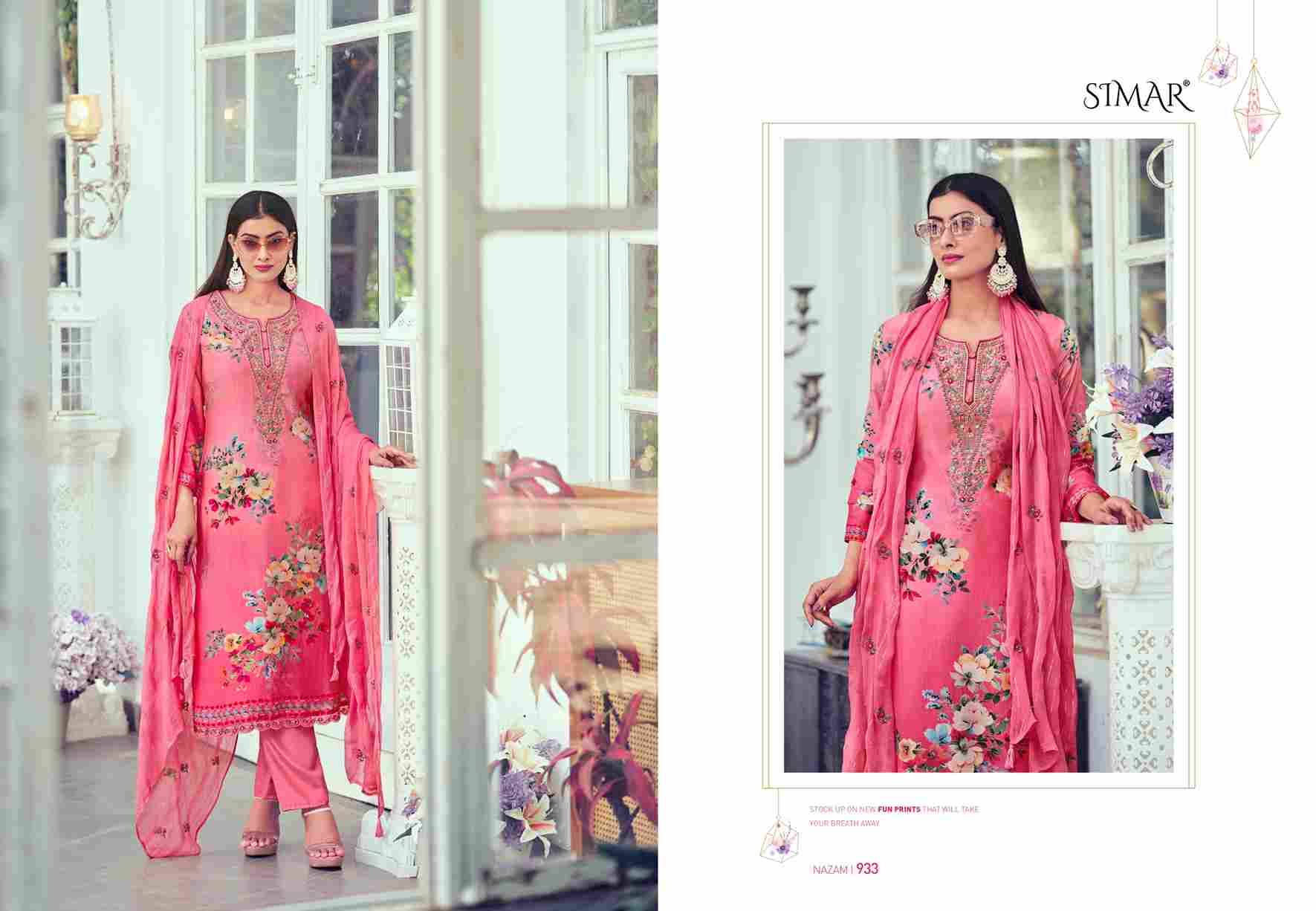 Nazam Vol-2 By Simar 933 To 938 Series Designer Festive Suits Beautiful Stylish Fancy Colorful Party Wear & Occasional Wear Pure Muslin Dresses At Wholesale Price