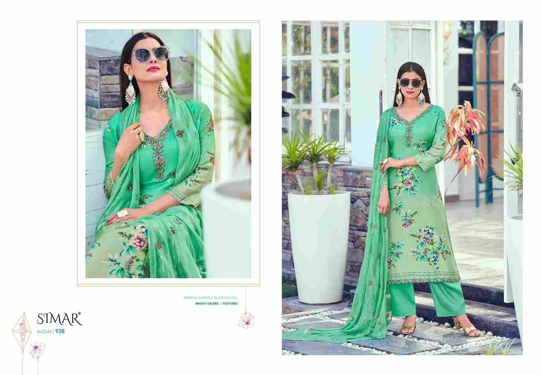 Nazam Vol-2 By Simar 933 To 938 Series Designer Festive Suits Beautiful Stylish Fancy Colorful Party Wear & Occasional Wear Pure Muslin Dresses At Wholesale Price