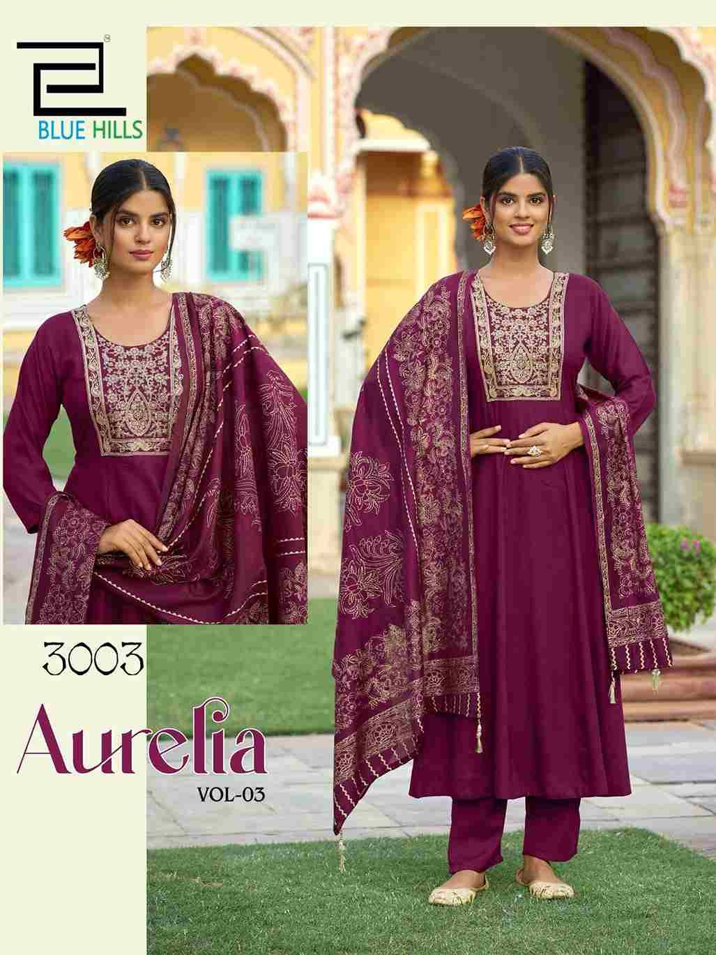 Aurelia Vol-3 By Blue Hills 3001 To 3006 Series Designer Festive Suits Beautiful Fancy Colorful Stylish Party Wear & Occasional Wear Rayon Dresses At Wholesale Price