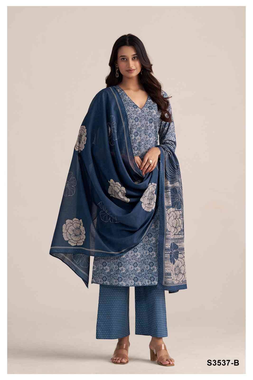 Arlette-3537 By Ganga Fashion 3537-A To 3537-D Series Beautiful Festive Suits Colorful Stylish Fancy Casual Wear & Ethnic Wear Pure Cotton Dresses At Wholesale Price