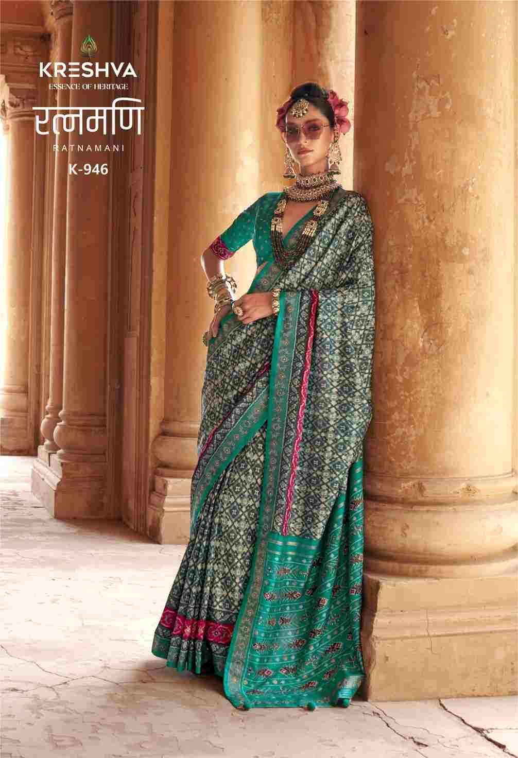 Ratnamani By Kreshva 945 To 950 Series Indian Traditional Wear Collection Beautiful Stylish Fancy Colorful Party Wear & Occasional Wear Pure Silk Sarees At Wholesale Price