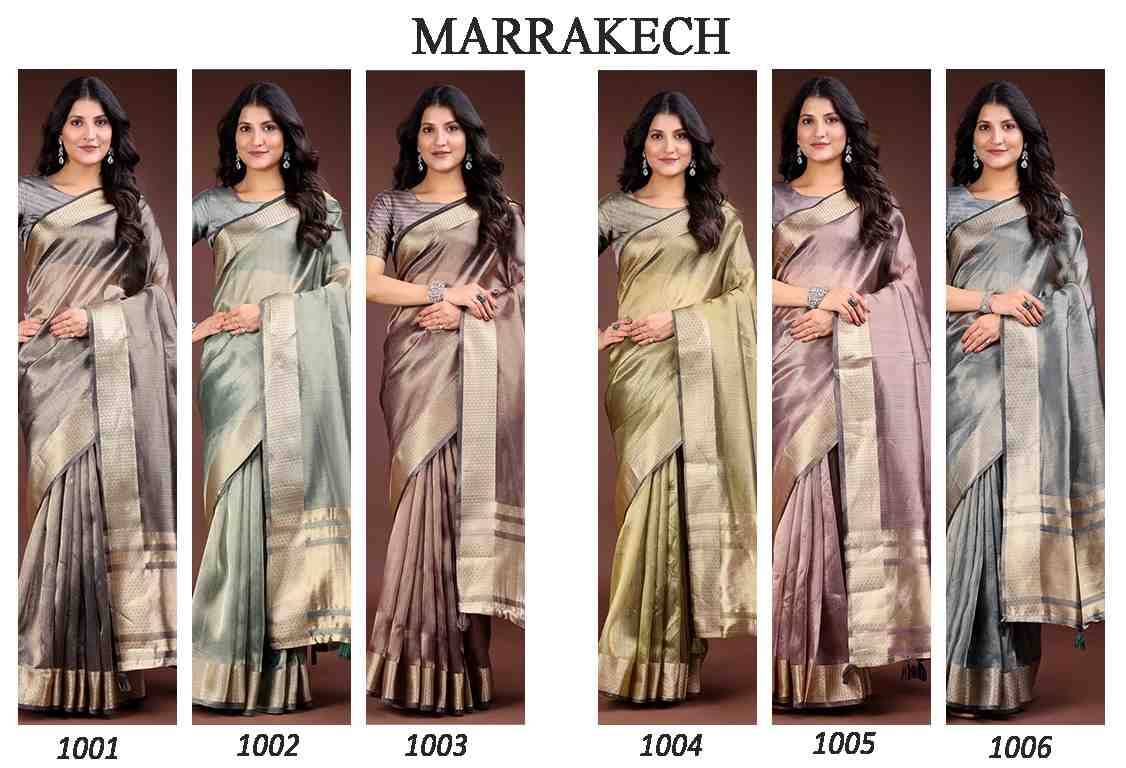 Marrakech By Fashid Wholesale 1001 To 1006 Series Indian Traditional Wear Collection Beautiful Stylish Fancy Colorful Party Wear & Occasional Wear Organza Sarees At Wholesale Price
