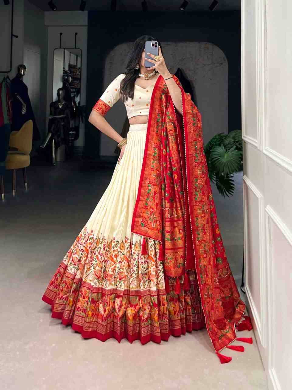 1245 By Fashid Wholesale 1245-A To 1245-D Series Festive Wear Collection Beautiful Stylish Colorful Fancy Party Wear & Occasional Wear Tussar Silk Lehengas At Wholesale Price