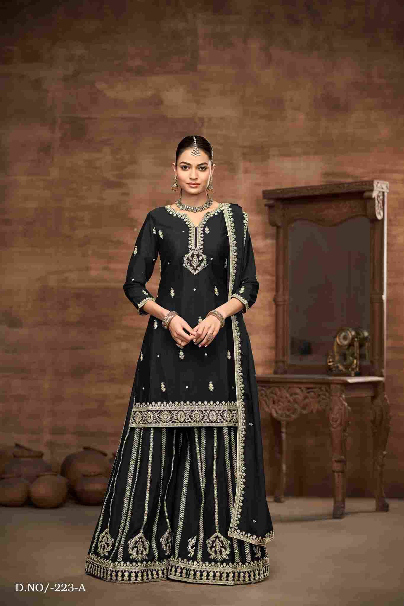 Aanaya Vol-223 By Twisha 223-A To 223-D Series Designer Sharara Suits Collection Beautiful Stylish Fancy Colorful Party Wear & Occasional Wear Chinnon Dresses At Wholesale Price