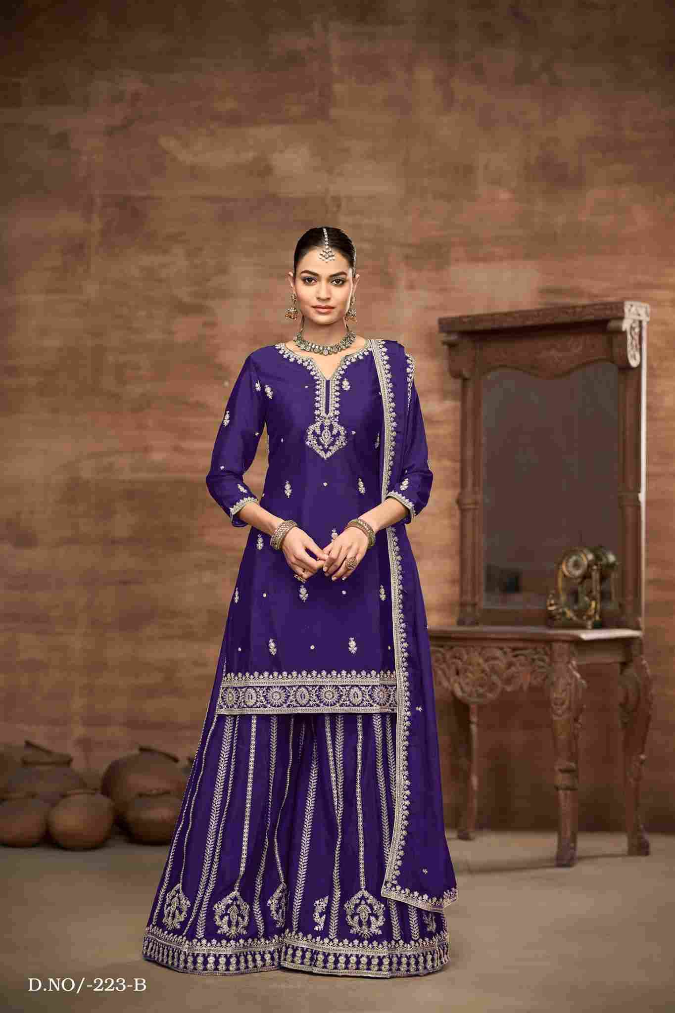 Aanaya Vol-223 By Twisha 223-A To 223-D Series Designer Sharara Suits Collection Beautiful Stylish Fancy Colorful Party Wear & Occasional Wear Chinnon Dresses At Wholesale Price